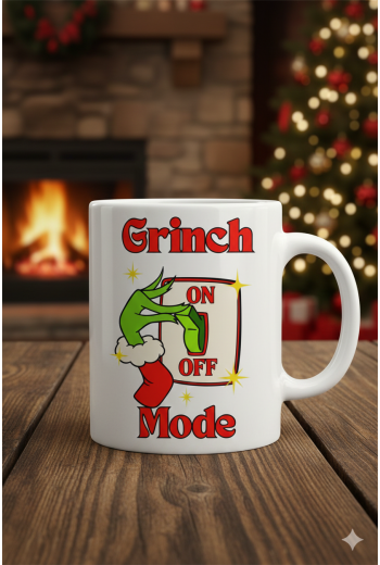 Grinch On Off Mode Kırmızı Yılbaşı Kupa Bardak