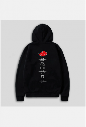 Akatsuki Bulut Ön-Arka Siyah Kapşonlu Sweatshirt Akatsuki Bulut Ön-Arka Siyah Kapşonlu Sweatshirt