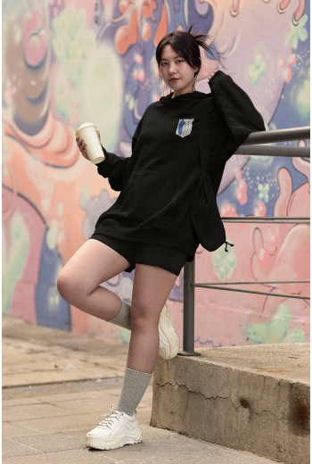 Anime Attack On Titan Ön - Arka Baskılı Kapşonlu Sweatshirt Anime Attack On Titan Ön - Arka Baskılı Kapşonlu Sweatshirt