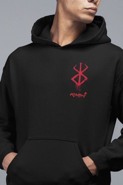 Anime Berserk Logo Ön - Arka Baskılı Kapşonlu Sweatshirt