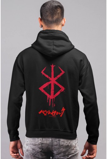 Anime Berserk Logo Ön - Arka Baskılı Kapşonlu Sweatshirt Anime Berserk Logo Ön - Arka Baskılı Kapşonlu Sweatshirt