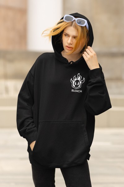 Anime Bleach İchigo Ön - Arka Baskılı Kapşonlu Sweatshirt