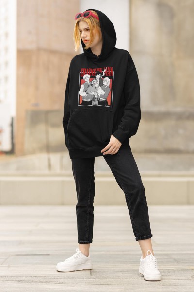 Anime Chainsaw Man Best Friend Kapşonlu Sweatshirt Anime Chainsaw Man Best Friend Kapşonlu Sweatshirt