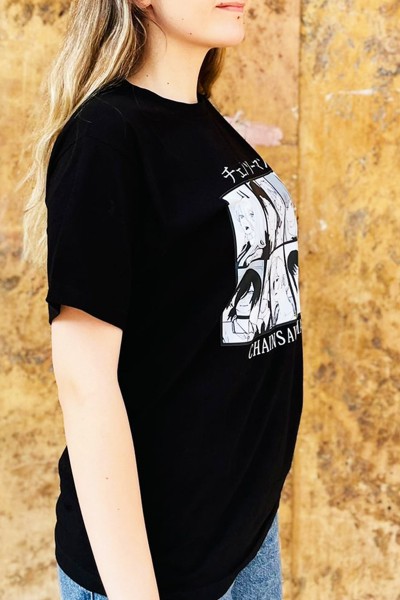 Anime Chainsaw Man Kolaj Unisex Siyah Tişört Anime Chainsaw Man Kolaj Unisex Siyah Tişört