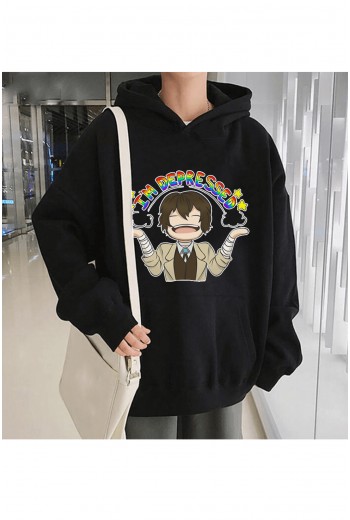 Anime Dazai Depressed Kapşonlu Sweatshirt Anime Dazai Depressed Kapşonlu Sweatshirt