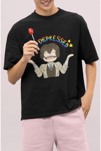 Anime Dazai Depressed Tişört Anime Dazai Depressed Tişört