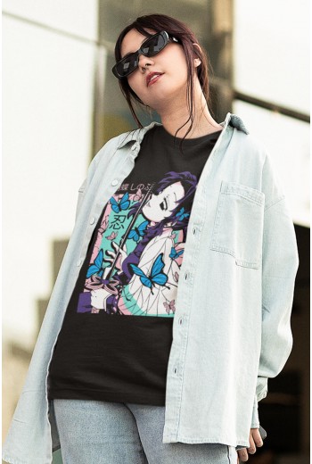 Anime Demon Slayer Shinobu Tişört Anime Demon Slayer Shinobu Tişört