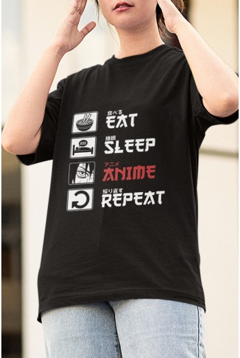 Anime Eat Sleep Anime Tişört