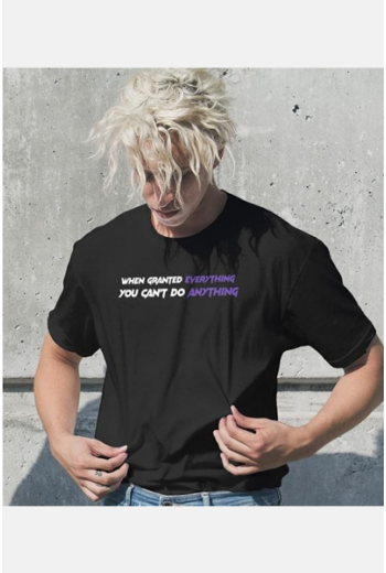 Anime Gojo Satoru Ön Arka Baskılı Siyah T-shirt