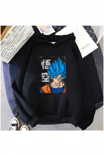 Anime Goku Blue Kapşonlu Sweatshirt