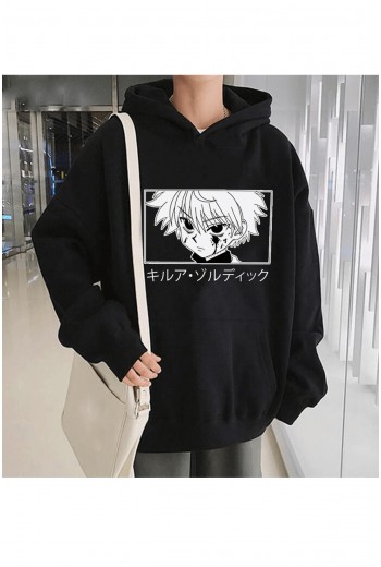 Anime Hunter x Hunter Killua Face Kapşonlu Sweatshirt