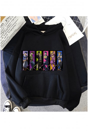 Anime JoJo Bizarre Adventure Kolaj Kapşonlu Sweatshirt