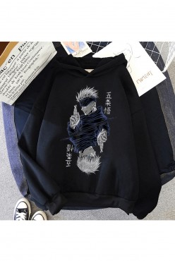 Anime Jujutsu Kaisen Gojo Kapşonlu Sweatshirt Anime Jujutsu Kaisen Gojo Kapşonlu Sweatshirt