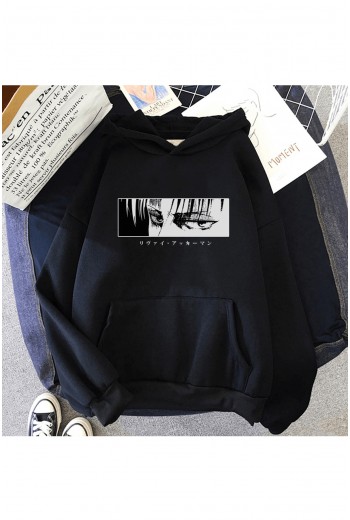Anime Levi Eyes Kapşonlu Sweatshirt