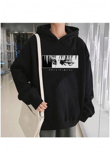 Anime Levi Eyes Kapşonlu Sweatshirt