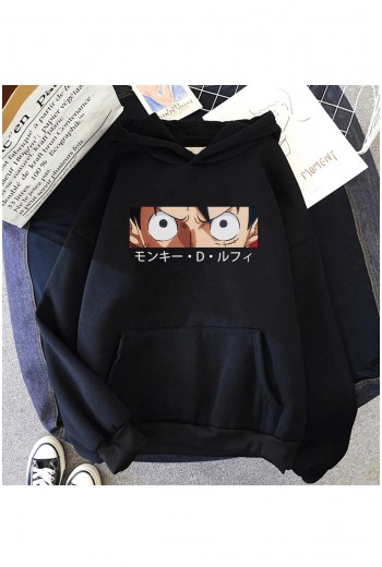 Anime Luffy Eyes Kapşonlu Sweatshirt