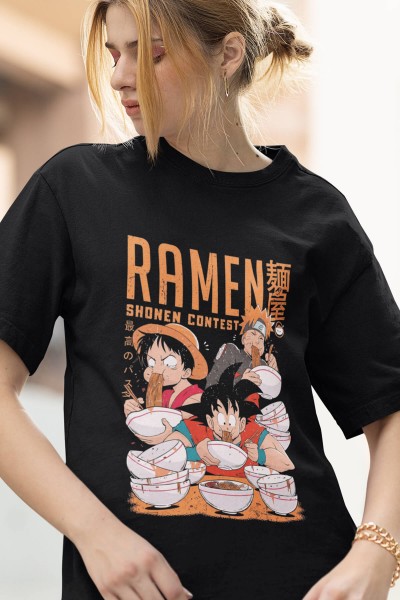 Anime Naruto Luffy Goku Ramen Tişört