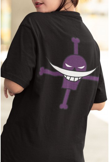 Anime One Piece Ace - Beyaz Sakal Ön - Arka Baskılı Tişört