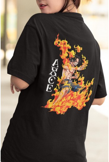 Anime One Piece Ace Ön - Arka Baskılı Tişört