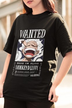 Anime One Piece Luffy Gear 5 Wanted Tişört Anime One Piece Luffy Gear 5 Wanted Tişört