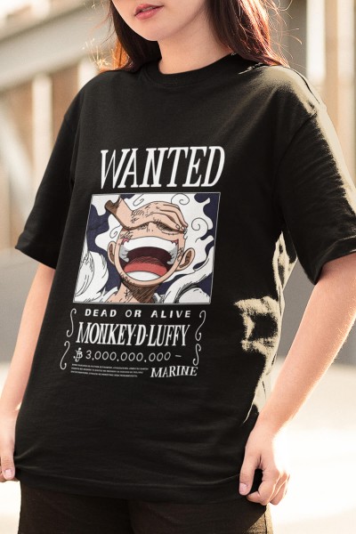 Anime One Piece Luffy Gear 5 Wanted Tişört