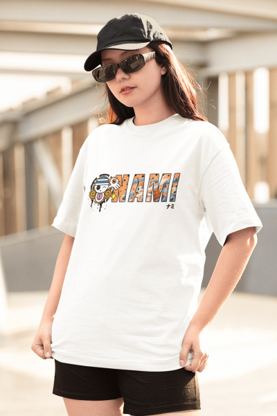 Anime One Piece Nami Logo Beyaz Tişört