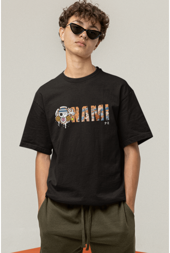 Anime One Piece Nami Logo Siyah Tişört