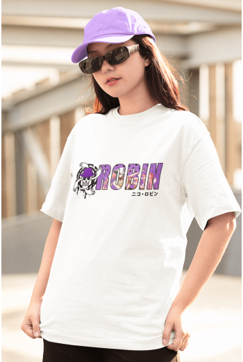 Anime One Piece Robin Logo Beyaz Tişört