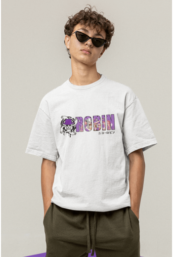 Anime One Piece Robin Logo Beyaz Tişört