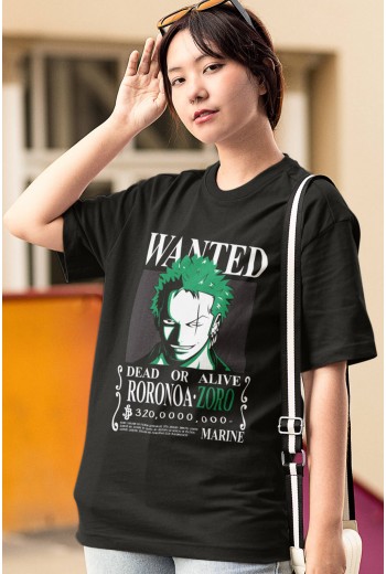 Anime One Piece Zoro Wanted Tişört