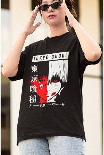 Anime Tokyo Ghoul Kaneki Face Tişört Anime Tokyo Ghoul Kaneki Face Tişört