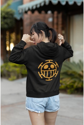 Anime Trafalgar Law Kalp Korsanları Ön - Arka Baskılı Kapşonlu Sweatshirt Anime Trafalgar Law Kalp Korsanları Ön - Arka Baskılı Kapşonlu Sweatshirt