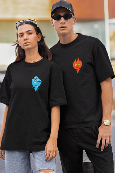 Ateş ve Su Sevgili/Çift/Arkadaşlık 2'li Tişört Seti