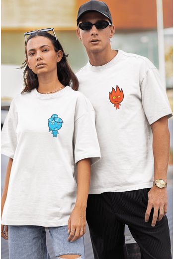 Ateş ve Su Sevgili/Çift/Arkadaşlık 2'li Tişört Seti