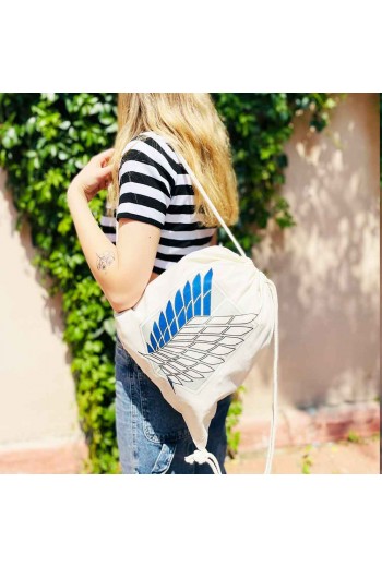 Anime Attack on Titan Keşif Birliği Logo Bez Sırt Çantası