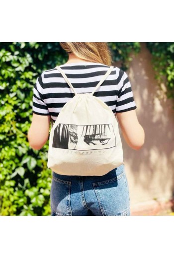 Anime Attack on Titan Levi Eyes Bez Sırt Çantası Anime Attack on Titan Levi Eyes Bez Sırt Çantası