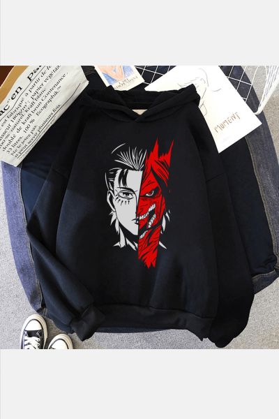 Attack On Titan Levi Red Kapşonlu Sweatshirt