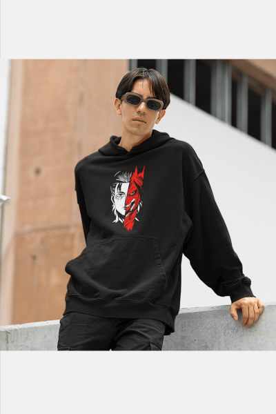 Attack On Titan Levi Red Kapşonlu Sweatshirt