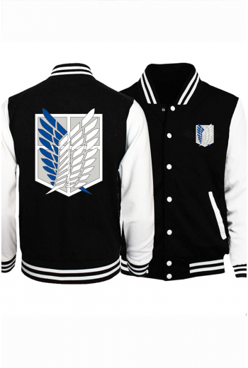 Attack On Titan Mavi Logo Ön - Arka Baskılı Kolej Ceket Attack On Titan Mavi Logo Ön - Arka Baskılı Kolej Ceket