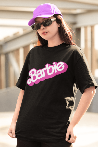 Barbie Baskılı Siyah Tişört