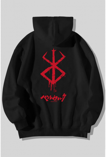 Berserk Logo Ön - Arka Baskılı Kapşonlu Sweatshirt