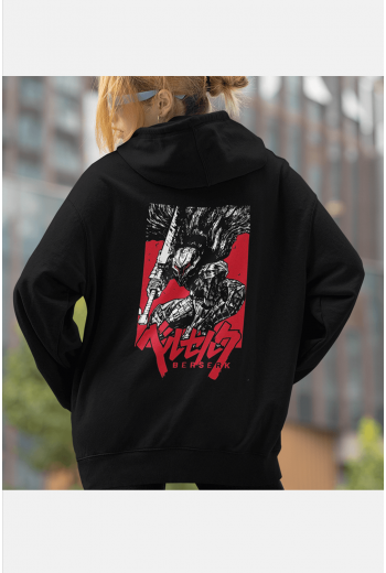 Berserk Ön Arka Baskılı Red Desing Kapşonlu Sweatshirt Berserk Ön Arka Baskılı Red Desing Kapşonlu Sweatshirt