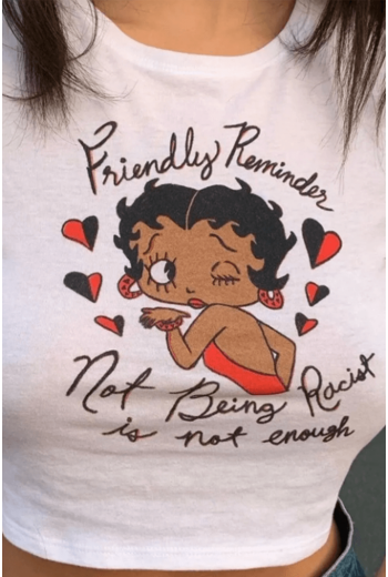 Betty Boop Beyaz Crop Bluz