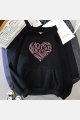 Black Pink Yazılı Kalp Kapşonlu Sweatshirt