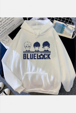 Blue Lock Face Beyaz Kapşonlu Sweatshirt Blue Lock Face Beyaz Kapşonlu Sweatshirt