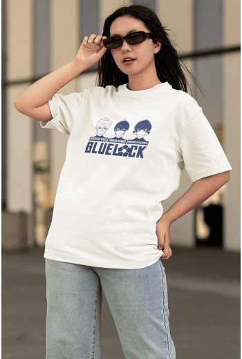 Blue Lock Face Beyaz Tişört  Blue Lock Face Beyaz Tişört