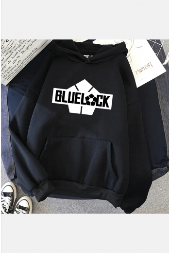 Blue Lock Siyah Kapşonlu Sweatshirt