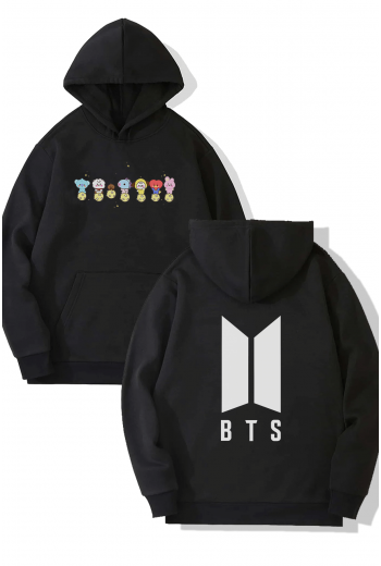 Bts Ön-Arka Baskılı Kapşonlu Sweatshirt