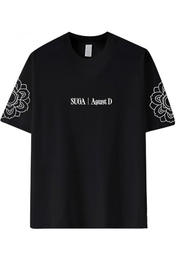 BTS Suga Baskılı Siyah T-shirt