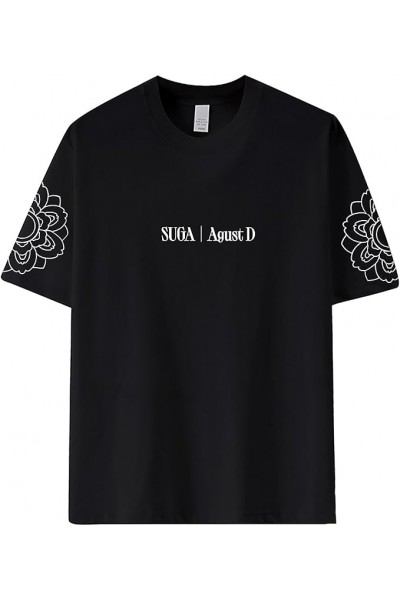 BTS Suga Baskılı Siyah T-shirt